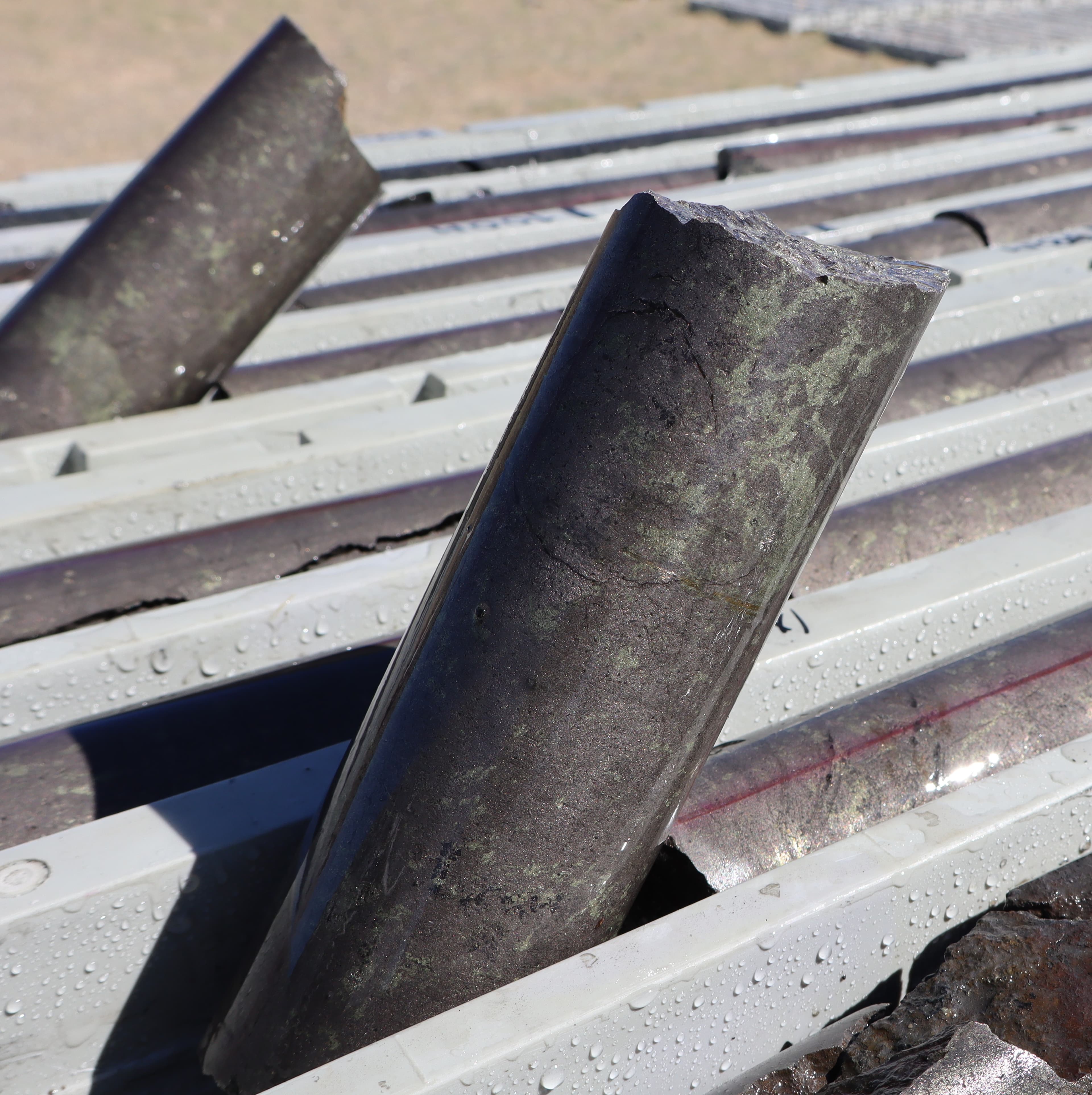 Mineralised drill core close-up